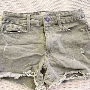 Olive Distressed Women Shorts